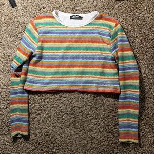 Motel Rocks Rainbow Striped Crop Top